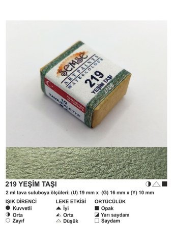 Şemse El Yapımı Sanatsal 12 Tava Yeşim Taşı Sulu Boya