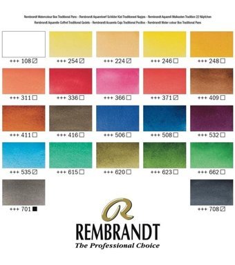 Rembrandt Prof. Tablet Ahşap Kutu 22 Renk Gener Sulu Boya