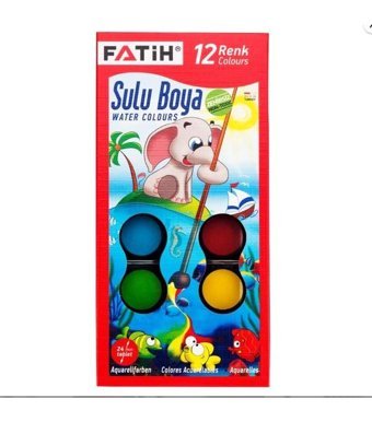 Fatih 12 Renkli 24 mm Orta Boy 12 Renkli 24 mm Sulu Boya
