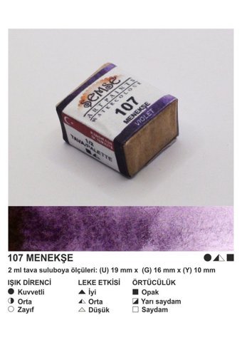 Şemse El Yapımı Sanatsal 12 Tava Menekşe Taş Sulu Boya
