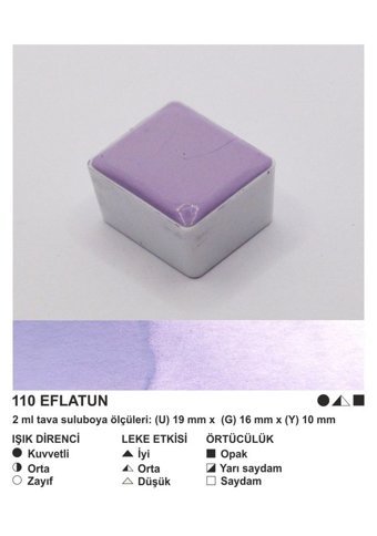Şemse El Yapımı Sanatsal 12 Tava Taş Eflatun Sulu Boya
