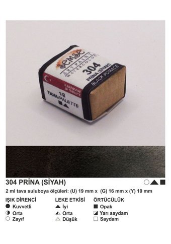 Şemse El Yapımı Sanatsal 12 Tava Prina Siyah Sulu Boya