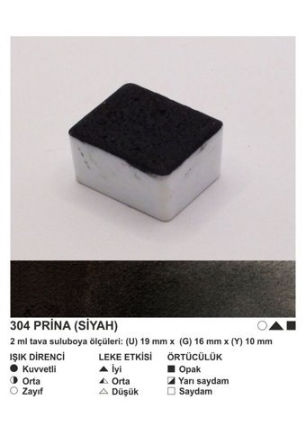Şemse El Yapımı Sanatsal 12 Tava Prina Siyah Sulu Boya
