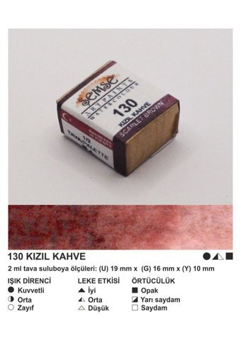 Şemse El Yapımı Sanatsal 12 Tava Kızıl Kahve Taş Sulu Boya