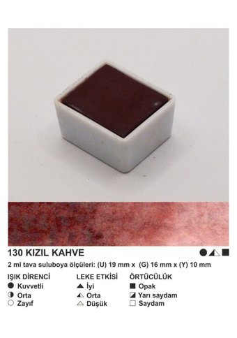 Şemse El Yapımı Sanatsal 12 Tava Kızıl Kahve Taş Sulu Boya