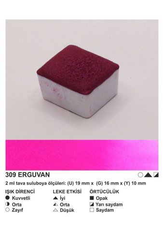 Şemse El Yapımı Sanatsal 12 Tava Erguvan Sulu Boya