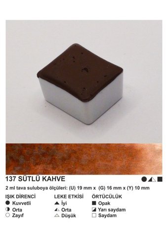 Şemse El Yapımı Sanatsal 12 Tava Sütlü Kahve Taş Sulu Boya