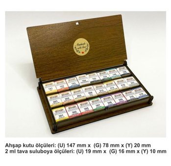 Şemse El Yapımı Sanatsal Yarım Tava Taş Karma 24'lü Sulu Boya