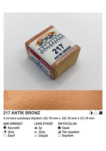 Şemse El Yapımı Sanatsal 12 Tava Antik Bronz Sulu Boya