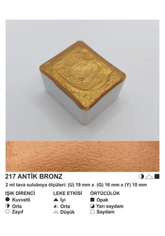 Şemse El Yapımı Sanatsal 12 Tava Antik Bronz Sulu Boya