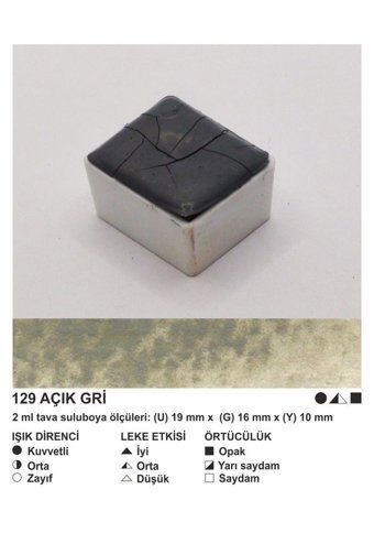Şemse El Yapımı Sanatsal 12 Tava Açık Gri Taş Sulu Boya