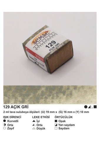 Şemse El Yapımı Sanatsal 12 Tava Açık Gri Taş Sulu Boya