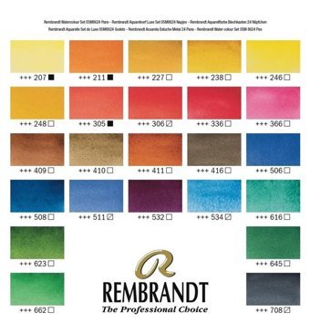Rembrandt Extra Fine Profesyonel Metal Kutu 24 Renk Sulu Boya