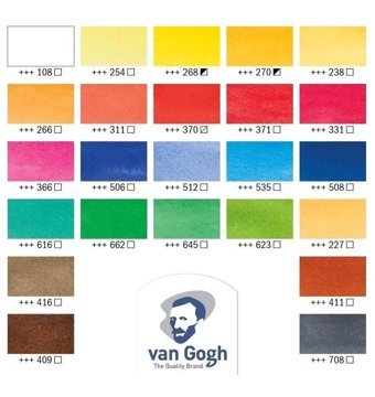 Talens Van Gogh Tablet Metal Kutu 24 Renk Sulu Boya