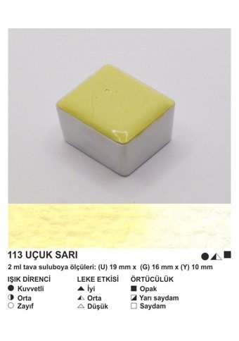 Şemse El Yapımı Sanatsal 12 Tava Uçuk Sarı Taş Sulu Boya