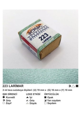 Şemse El Yapımı Sanatsal 12 Tava Larimar Sulu Boya