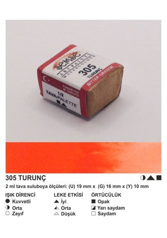 Şemse El Yapımı Sanatsal 12 Tava Turunç Sulu Boya