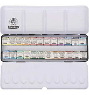 Schmincke Horadam Aquarell 24'lü Metal Yarım Table Sulu Boya