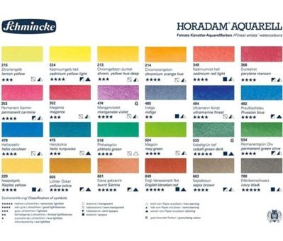 Schmincke Horadam Aquarell 24'lü Metal Yarım Table Sulu Boya