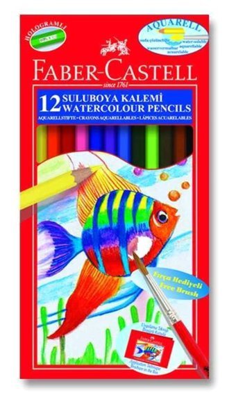 FaberCastell Karton Kutu Kuru 12'li Sulu Boya
