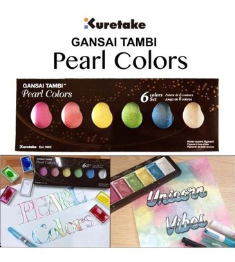 Zig Kuretake Gansai Tambi Pearl Colors Sedefli 6 Renk Sulu Boya