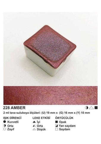 Şemse El Yapımı Sanatsal 12 Tava Amber Sulu Boya