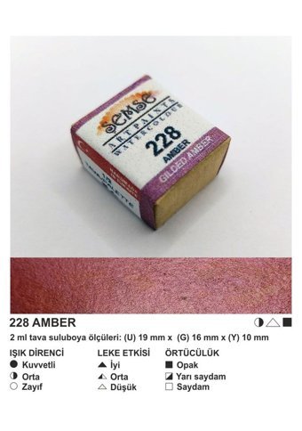 Şemse El Yapımı Sanatsal 12 Tava Amber Sulu Boya