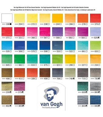 Van Gogh : Tablet : 48 Renk Metal Kutu Sulu Boya