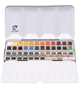 Van Gogh : Tablet : 48 Renk Metal Kutu Sulu Boya