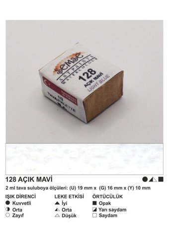 Şemse El Yapımı Sanatsal 12 Tava Açık Mavi Taş Sulu Boya