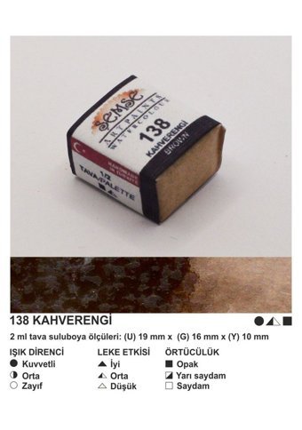 Şemse El Yapımı Sanatsal 12 Tava Kahverengi Taş Sulu Boya