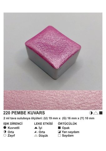 Şemse El Yapımı Sanatsal 12 Tava Pembe Kuvars Sulu Boya