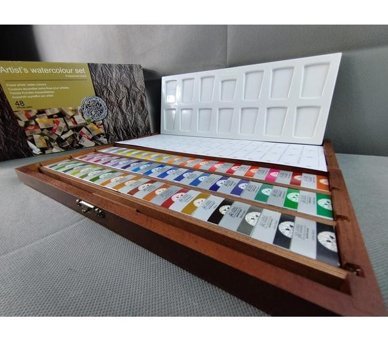 Afra Artists Water Colours Tablet Ahşap Kutu 48'li Sulu Boya