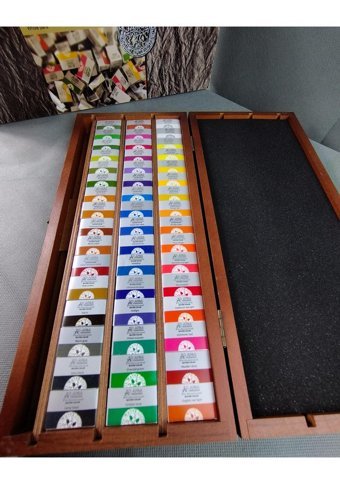 Afra Artists Water Colours Tablet Ahşap Kutu 48'li Sulu Boya