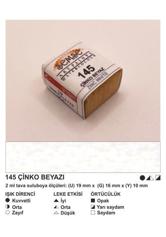 Şemse El Yapımı Sanatsal 12 Tava Çinko Beyazı Taş Sulu Boya