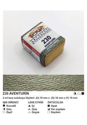 Şemse El Yapımı Sanatsal 12 Tava Aventurin Sulu Boya