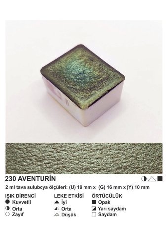 Şemse El Yapımı Sanatsal 12 Tava Aventurin Sulu Boya