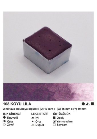 Şemse El Yapımı Sanatsal 12 Tava Koyu Lila Taş Sulu Boya