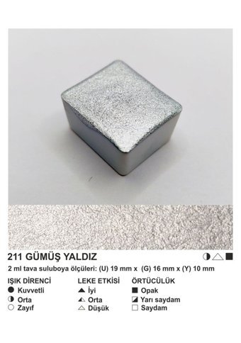 Şemse El Yapımı Sanatsal 12 Tava Gümüş Yaldız Sulu Boya