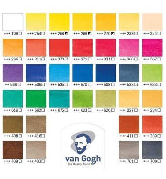 Talens Van Gogh Tablet Metal Kutu 36 Renk Sulu Boya