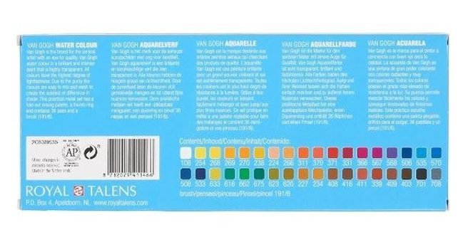 Talens Van Gogh Tablet Metal Kutu 36 Renk Sulu Boya
