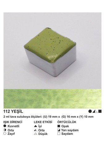 Şemse El Yapımı Sanatsal 12 Tava Yeşil Taş Sulu Boya