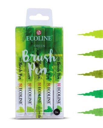 Talens Ecoline Brush Pen 5'li Yeşil Tonlar Sulu Boya