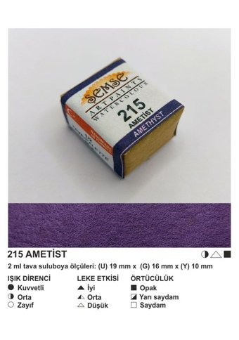 Şemse El Yapımı Sanatsal 12 Tava Ametist Sulu Boya