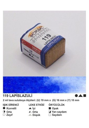 Şemse El Yapımı Sanatsal 12 Tava Lapislazuli Taş Sulu Boya