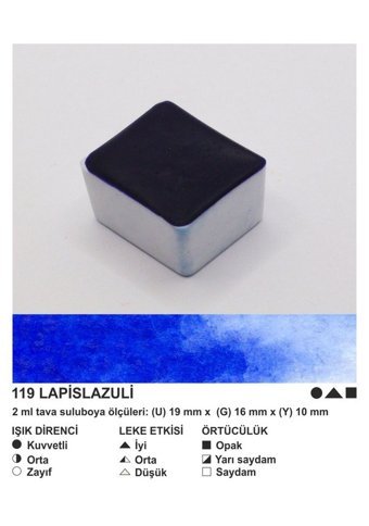 Şemse El Yapımı Sanatsal 12 Tava Lapislazuli Taş Sulu Boya