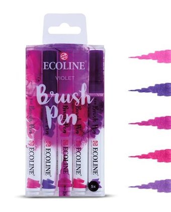 Talens Ecoline Brush Pen 5'li Mor Tonlar Sulu Boya