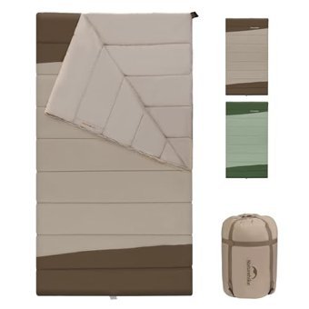 Naturehike -12 Derece Pamuk 4 Mevsim Kamp Çift Kişilik Yetişkin Uyku Tulumu Yeşil