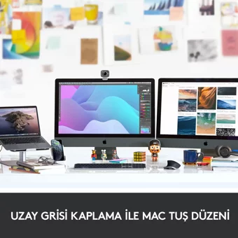 Logitech MX Keys Mac İngilizce Q Kablosuz Siyah Numerik Klavye