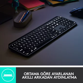 Logitech MX Keys Mac İngilizce Q Kablosuz Siyah Numerik Klavye